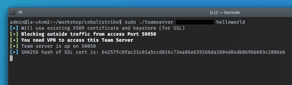 Starting the Cobalt Strike Team Server